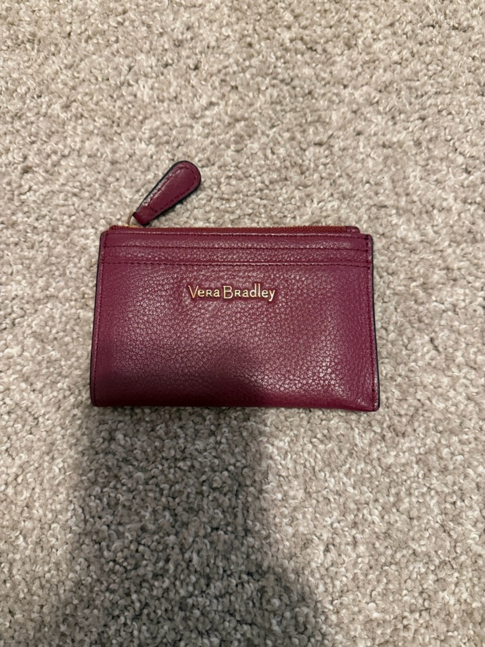 Vera Bradley Plum Pebbled Leather Zip Card Wallet